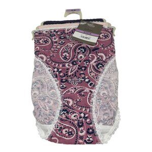 NWT Secret Treasures Womens Bikini Soft Panties 3-Pair Paisley Lace Trim XL (8)